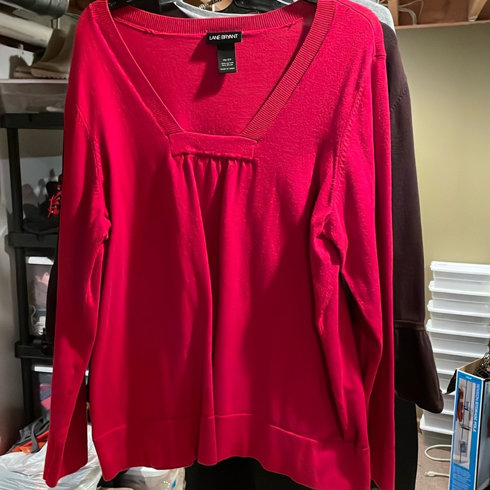 LANE BRYANT RED SWEATER SHIRT